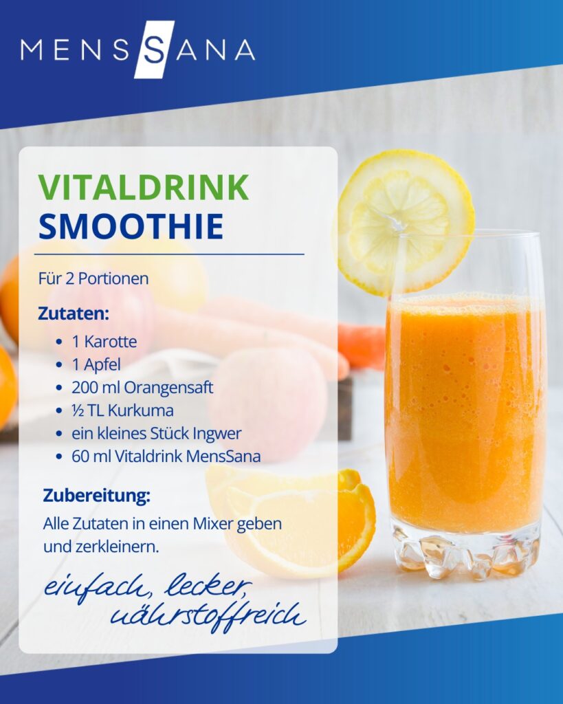 Frische Energie im Glas!
Unser Smoothie-Rezept kombiniert fruchtige Zutaten mit dem Vitaldrink Mens...
