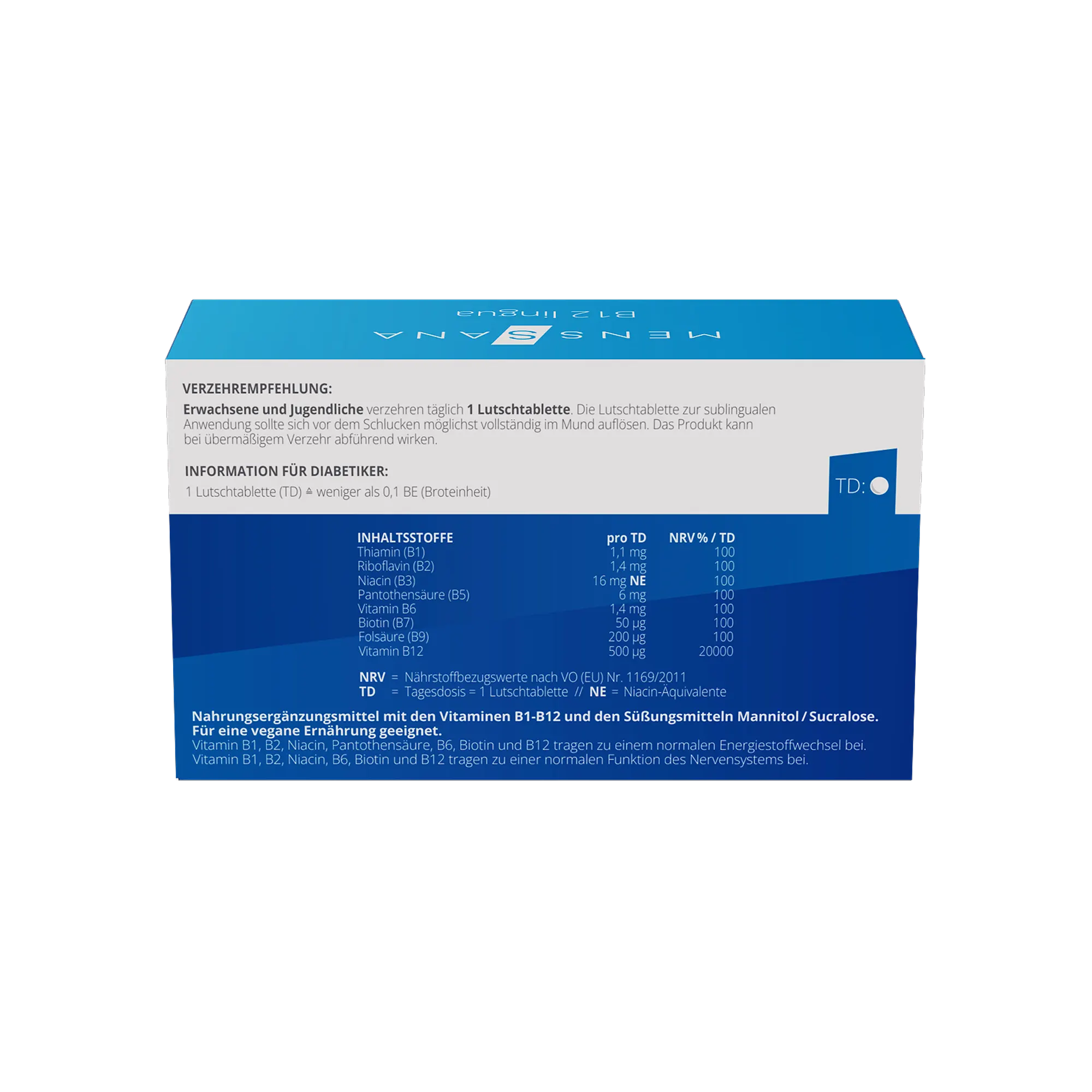 MensSana B12 lingua (90 Lutschtabletten) | Hinten